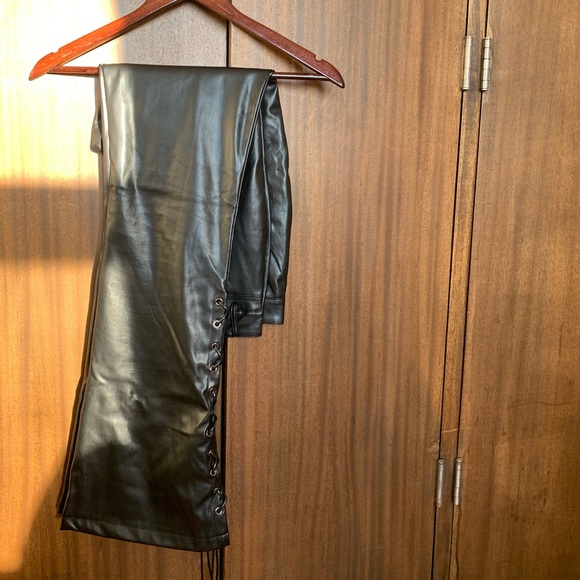 Zoley Flare Trouser in PU Black from Motel Rocks. Only worn these once - Picture 2 of 4